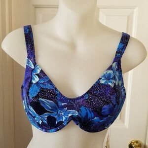 Endless Sun Women’s Blue Silver Bikini Top Size Small Single Hook Swimwear